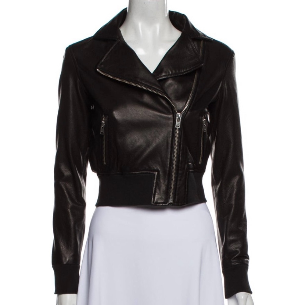 IRO Dark Brown Leather Jacket, Size 34